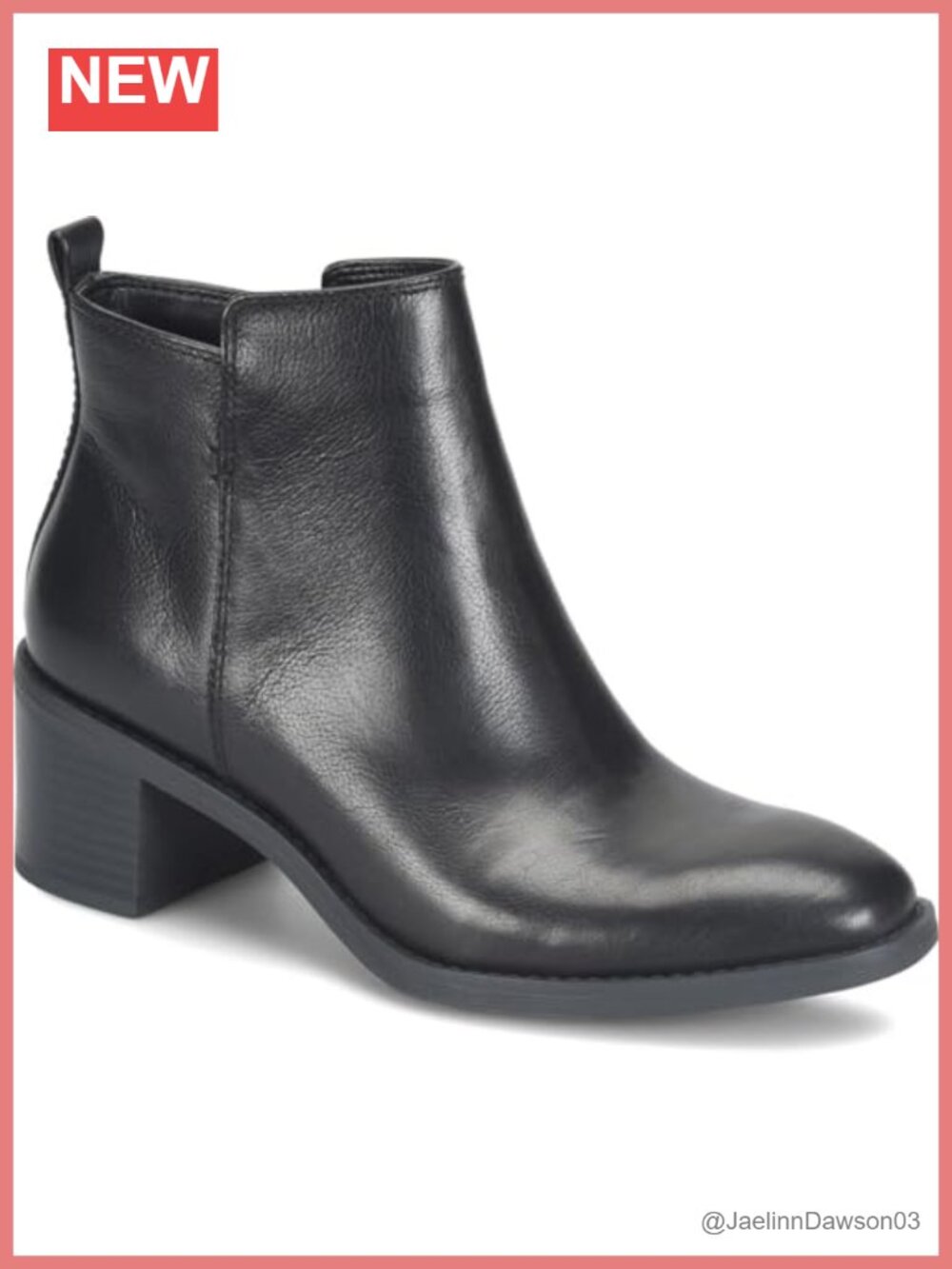Women's Leather Ankle Booties Block Heel Zip Casual